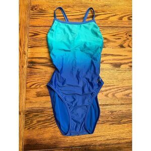 Speedo blue ombre Racerback One Piece Swimsuit Size 6